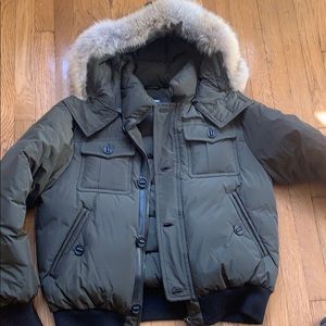 Mackage Quentin Coyote Fur Leather Trim Down Coat